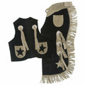 Tough-1 Youth Black Leather Vest & Chaps Set – Medium